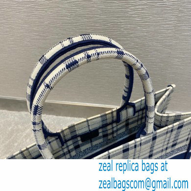 Dior Small Book Tote Bag in Blue Check'n'Dior Embroidery 2021 - Click Image to Close