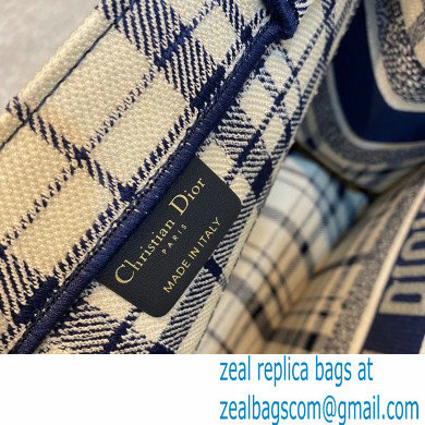 Dior Small Book Tote Bag in Blue Check'n'Dior Embroidery 2021 - Click Image to Close