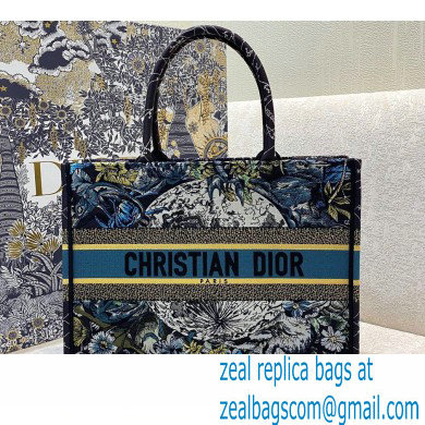 Dior Small Book Tote Bag in Constellation Embroidery Blue 2021