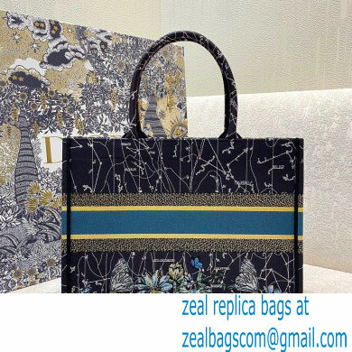 Dior Small Book Tote Bag in Constellation Embroidery Blue 2021