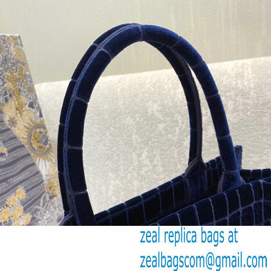 Dior Small Book Tote Bag in Crocodile-Effect Embroidered Velvet Blue 2021 - Click Image to Close