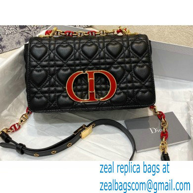 Dior Small Caro Dioramour Bag Black with Heart Motif 2021 - Click Image to Close