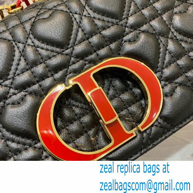 Dior Small Caro Dioramour Bag Black with Heart Motif 2021