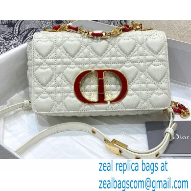 Dior Small Caro Dioramour Bag White with Heart Motif 2021