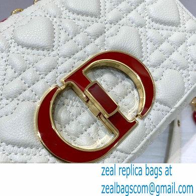 Dior Small Caro Dioramour Bag White with Heart Motif 2021