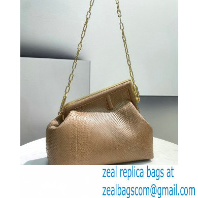 Fendi First Medium Python Leather Bag Beige 2021 - Click Image to Close