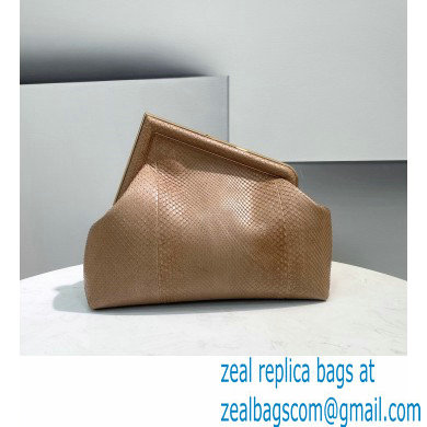 Fendi First Medium Python Leather Bag Beige 2021 - Click Image to Close