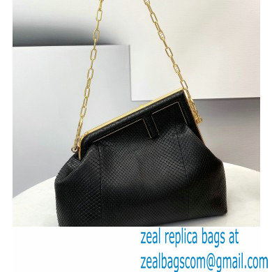 Fendi First Medium Python Leather Bag Black 2021