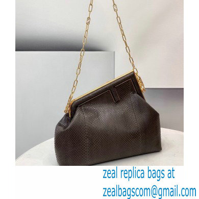 Fendi First Medium Python Leather Bag Coffee 2021 - Click Image to Close
