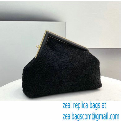 Fendi First Medium Sheepskin Bag Black 2021