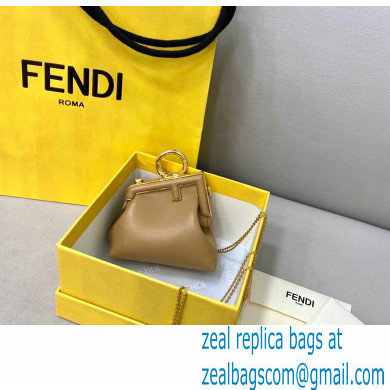 Fendi First Nano Leather Bag Charm Apricot 2021