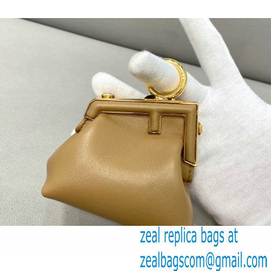 Fendi First Nano Leather Bag Charm Apricot 2021