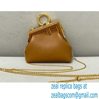 Fendi First Nano Leather Bag Charm Brown 2021