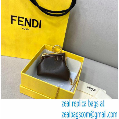Fendi First Nano Leather Bag Charm Coffee 2021