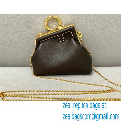 Fendi First Nano Leather Bag Charm Coffee 2021