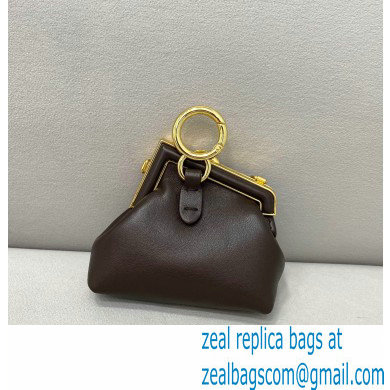 Fendi First Nano Leather Bag Charm Coffee 2021