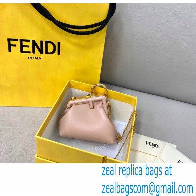 Fendi First Nano Leather Bag Charm Nude Pink 2021