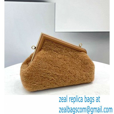 Fendi First Small Sheepskin Bag Brown 2021 - Click Image to Close