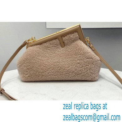 Fendi First Small Sheepskin Bag Nude Pink 2021