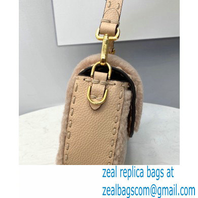 Fendi Sheepskin Medium Baguette Bag Pink 2021 - Click Image to Close