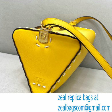 Fendi Triangle Leather Shoulder Bag Yellow 2021