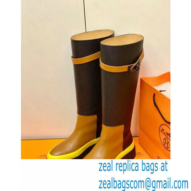 Hermes Barn High Boots Black/Brown Handmade