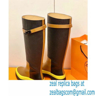 Hermes Barn High Boots Black/Brown Handmade - Click Image to Close