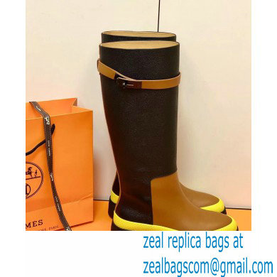 Hermes Barn High Boots Black/Brown Handmade - Click Image to Close