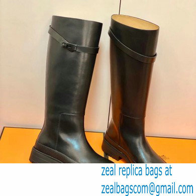 Hermes Barn High Boots Black Handmade