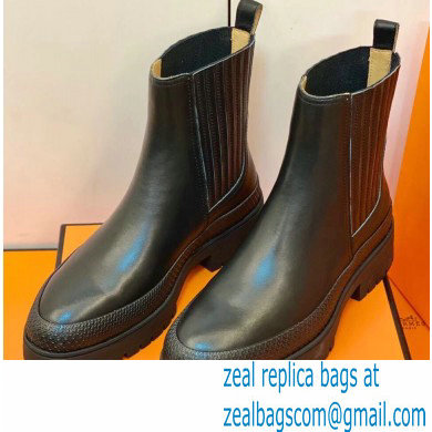 Hermes Barque Ankle Boots Black Handmade