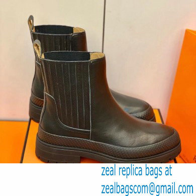 Hermes Barque Ankle Boots Black Handmade