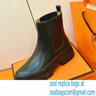 Hermes Barque Ankle Boots Black Handmade