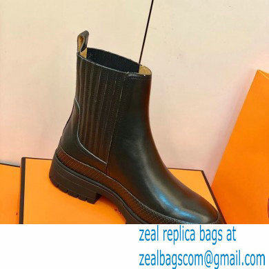 Hermes Barque Ankle Boots Black Handmade