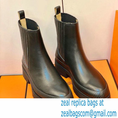 Hermes Barque Ankle Boots Black Handmade