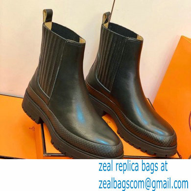 Hermes Barque Ankle Boots Black Handmade