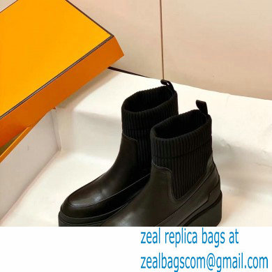 Hermes Heel Ankle Boots Black Handmade - Click Image to Close