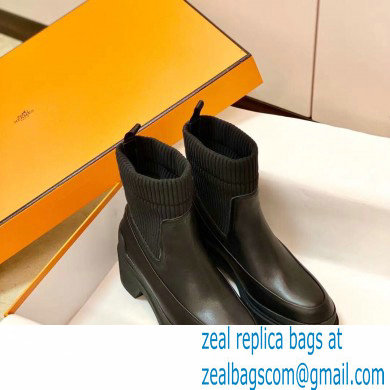 Hermes Heel Ankle Boots Black Handmade