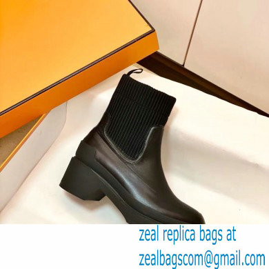 Hermes Heel Ankle Boots Black Handmade