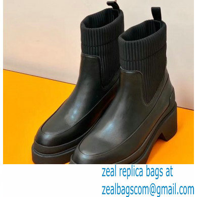 Hermes Heel Ankle Boots Black Handmade