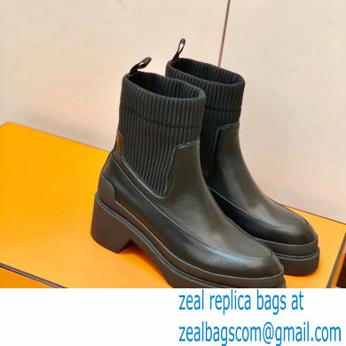 Hermes Heel Ankle Boots Black Handmade