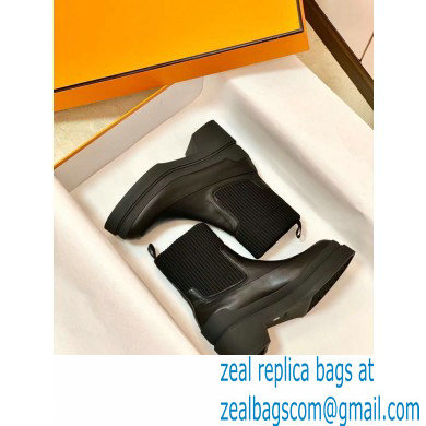 Hermes Heel Ankle Boots Black Handmade