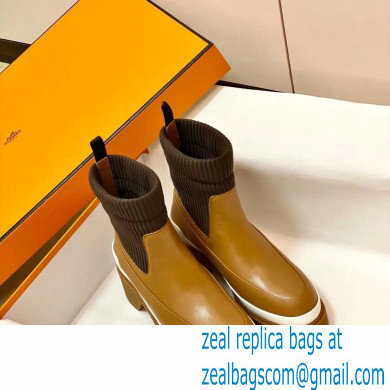 Hermes Heel Ankle Boots Brown Handmade - Click Image to Close