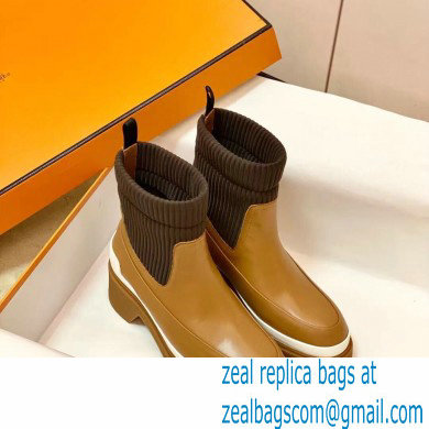 Hermes Heel Ankle Boots Brown Handmade - Click Image to Close