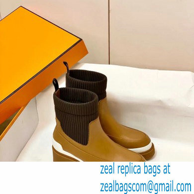 Hermes Heel Ankle Boots Brown Handmade