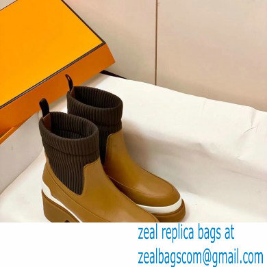 Hermes Heel Ankle Boots Brown Handmade
