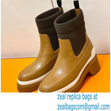 Hermes Heel Ankle Boots Brown Handmade - Click Image to Close