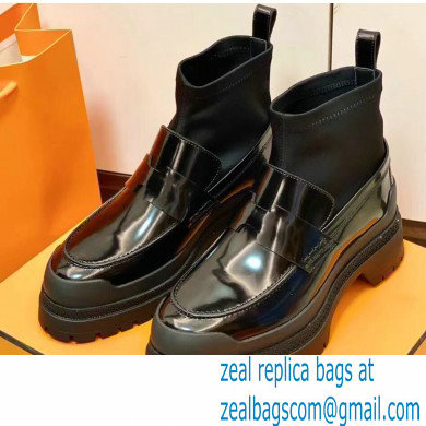 Hermes Heel Brushed Leather Ankle Boots Black Handmade - Click Image to Close