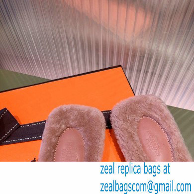 Hermes Shearling Woolskin Oran Sandals Camel 2021