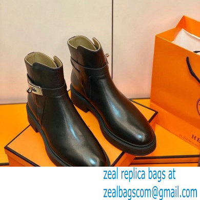 Hermes Veo Ankle Boots Black Handmade