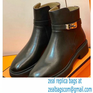 Hermes Veo Ankle Boots Black Handmade